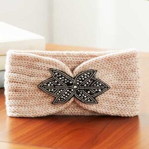 2/$21 Ladies Ivory Pink Floral Headband - Ladies Ivory Winter Flower Ear Warmer